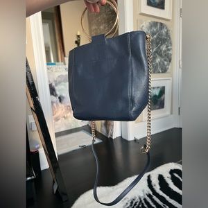 Thacker 100% Leather Navy Blue Handbag